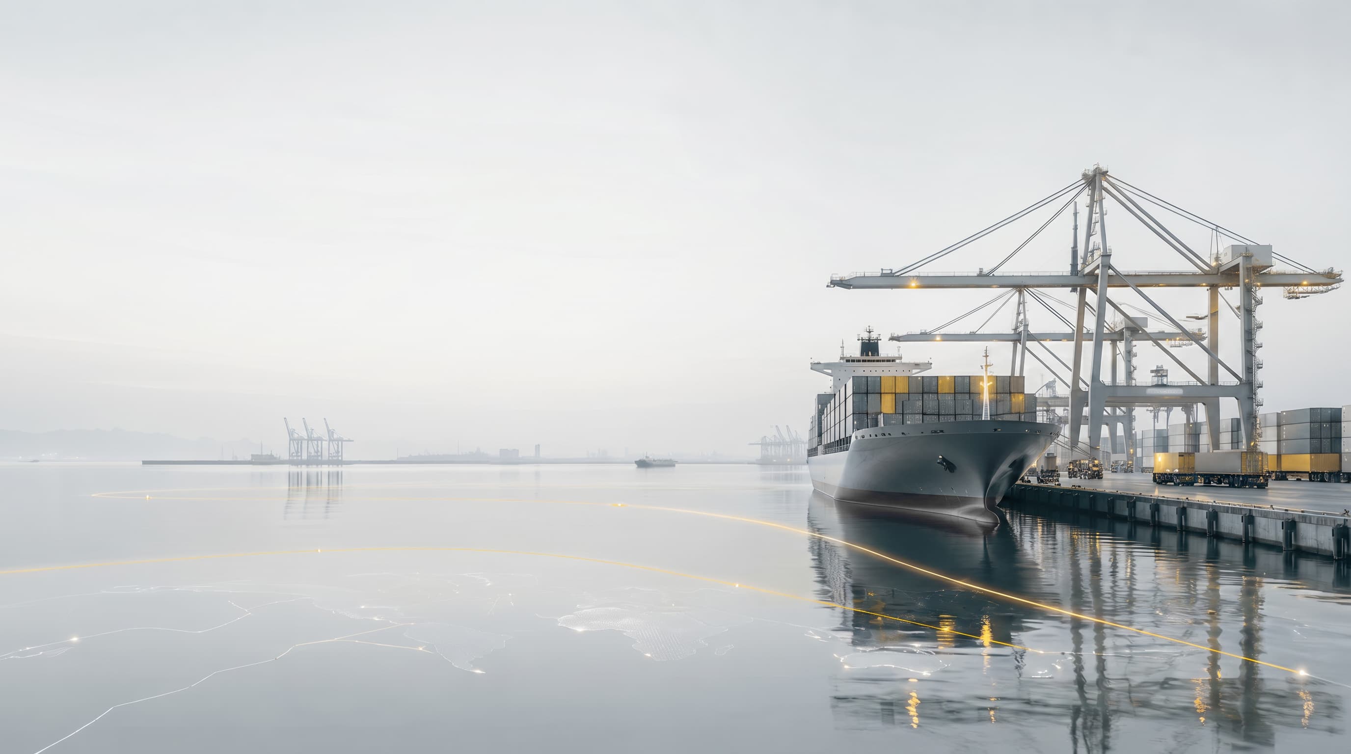 Port terminal with shipping containers and maritime logistics
